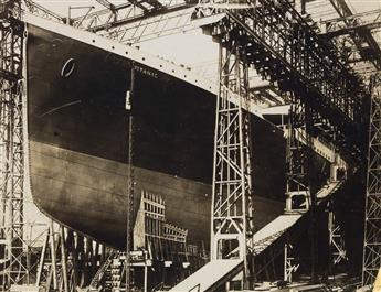 (TITANIC DISASTER) A trio of photographs relating to the Atlantic tragedy, showing the RMS Titanic dry-docked, her Second Class Promena